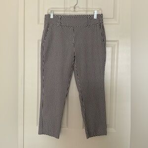 Jules & Leopold Womens Pull On Crop Pants Stretch Black & White Dots Pockets M